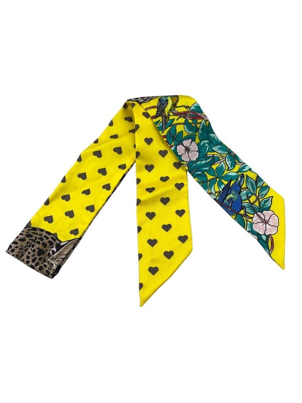 Hermes Scarf Twilly Yellow Green Multi Jungle Love